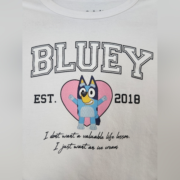 Women's Bluey Hot Topic Crop Top XL Ice Cream Quote - Never Worn - Picture 2 of 5